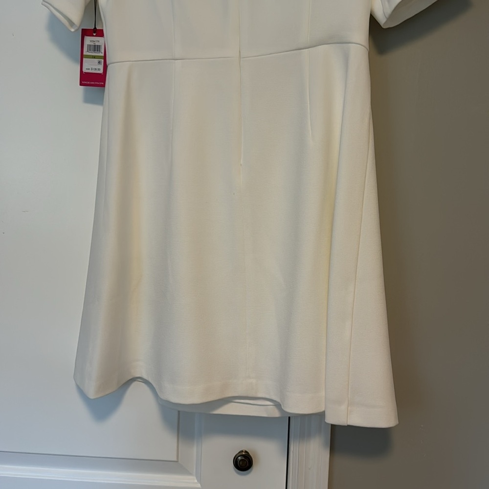 NWT Vince Camuto Signature Tie Front Stretch Crepe White Dress - Picture 9 of 11